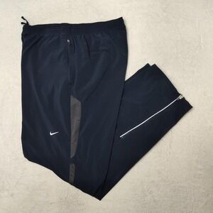 Nike Track Pants Mens L Blue Running Training Gym Zip Pocket Reflective 321314